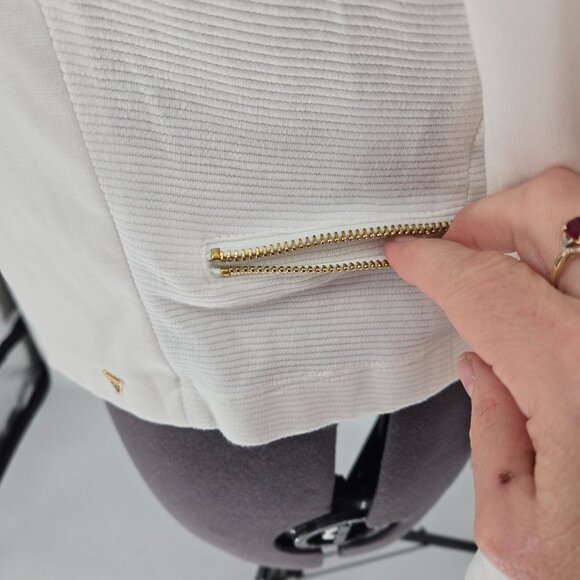 6325-28 Los Angeles Guess white cropped open front jacket blazer Size XL - Picture 3 of 8